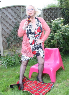 Naughty British housewife getting dirty in the garden