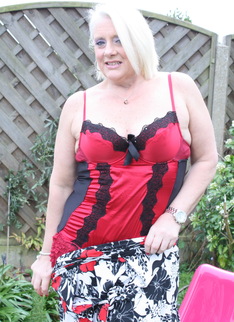 Naughty British housewife getting dirty in the garden