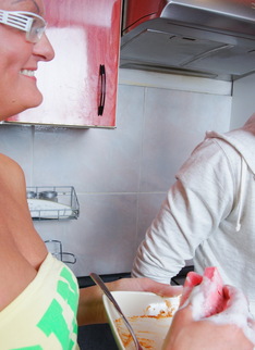 Horny housewife playing with her toy boy