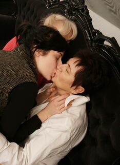 Three old and young lesbians making it hot and steamy