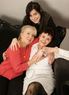 Three old and young lesbians making it hot and steamy