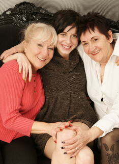 Three old and young lesbians making it hot and steamy