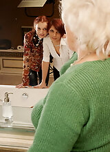 Three Old And Young Lesbians Making Out